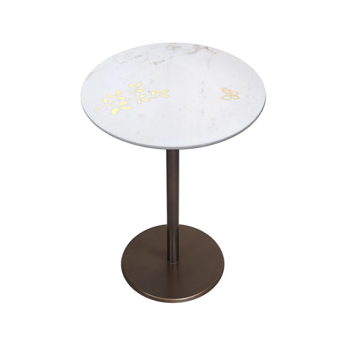 White Marble Round Accent Table